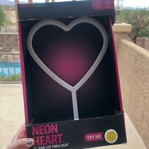 Pink Neon Heart LED Table Light